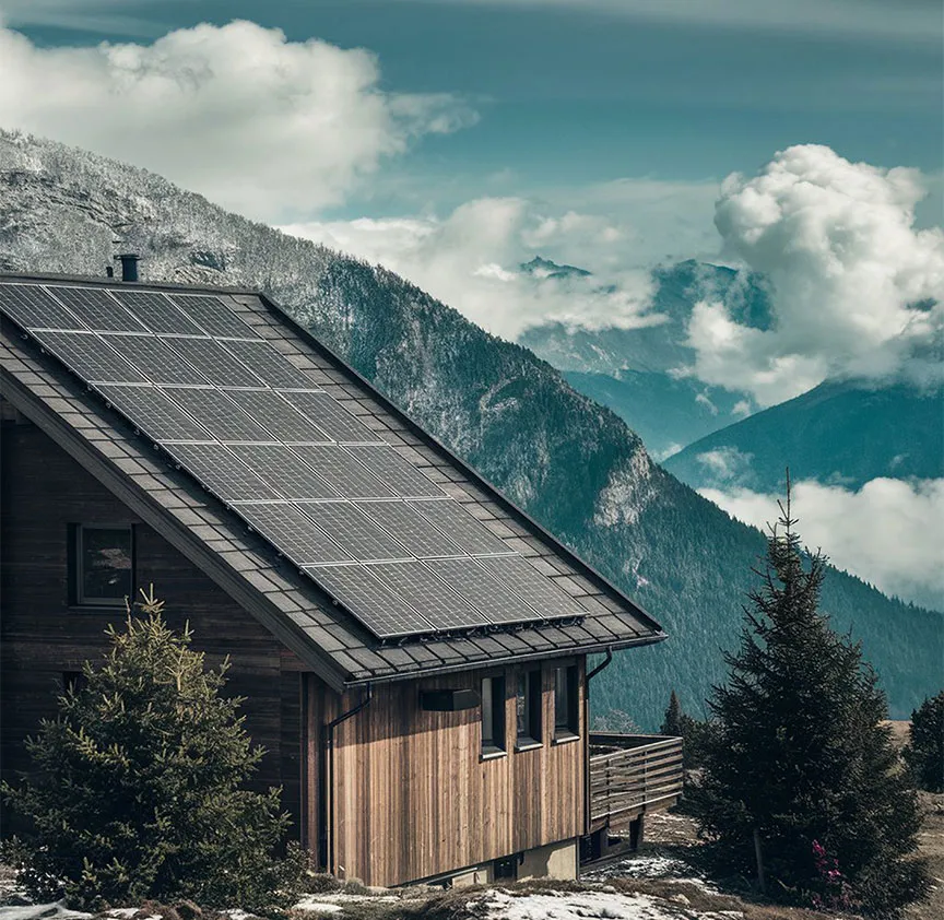 Solar panels on house roof