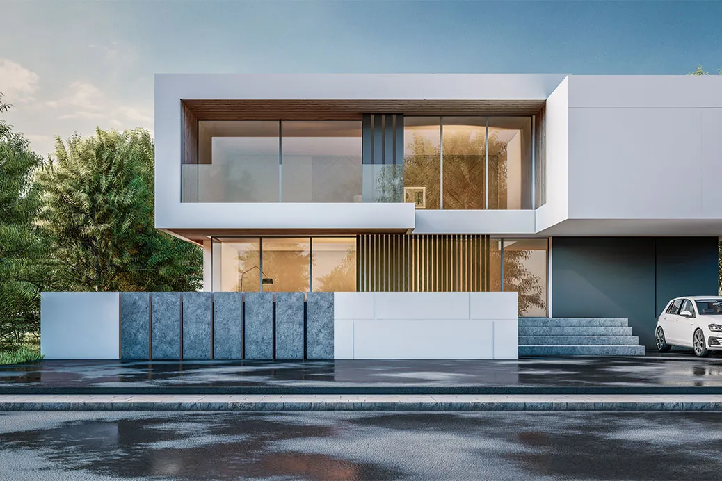 Minimal modern house with natural landscape